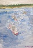 YAKOVLEV Vladimir Igorevich Drei Ruderboote Auf Weiter Flusslandschaft YAKOVLEV Vladimir Igorevich Drei Ruderboote Auf Weiter Flusslandschaft