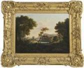 YOUNG Tobias P. A Wooded River Landscape With Cattle And Drover Crossing YOUNG Tobias P. A Wooded River Landscape With Cattle And Drover Crossing