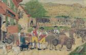 ZÄHNDLER JOHANN GEORG Sennen Und Kühe Vor Wirtschaft Zum Ochsen ZÄHNDLER JOHANN GEORG Sennen Und Kühe Vor Wirtschaft Zum Ochsen