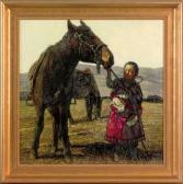 ZHENG ZHIYUE Portrait Of A Young Boy With A Horse ZHENG ZHIYUE Portrait Of A Young Boy With A Horse