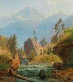 ZIMMERMANN Albert August A Mountain Landscape With Creek ZIMMERMANN Albert August A Mountain Landscape With Creek