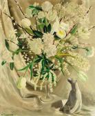 ZINKEISEN Anna Still Life Of Flowers In A Vase And A Statue ZINKEISEN Anna Still Life Of Flowers In A Vase And A Statue
