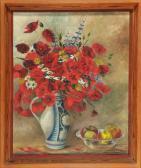 ZINTH F Stillleben Mit Mohnblumenstrauß Und Obstschale ZINTH F Stillleben Mit Mohnblumenstrauß Und Obstschale