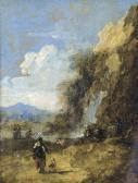 ZUCCARELLI Francesco Capriccio Mit Wasserfall, Kühen Und Figurenstaffage. ZUCCARELLI Francesco Capriccio Mit Wasserfall, Kühen Und Figurenstaffage.