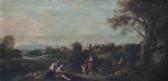ZUCCARELLI Francesco Paesaggio Con Borgo Fortificato In Lontananza E Famiglia Di Contadini In Primo Piano ZUCCARELLI Francesco Paesaggio Con Borgo Fortificato In Lontananza E Famiglia Di Contadini In Primo Piano