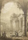 ZUCCHI Antonio Pietro Ruins Of Classical Baths With Figures Bathing ZUCCHI Antonio Pietro Ruins Of Classical Baths With Figures Bathing