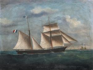 ÉCOLE DE HONG KONG,navire battant pavillon français voguant,1800,Beaussant-Lefèvre FR 2017-11-15