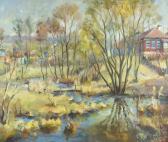 A. Pimenov 1900-1900,View of a river with houses beyond,Halls GB 2018-03-21