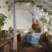 AAE Arvid,A elderly woman in a loggia with plants,1903,Bruun Rasmussen DK 2015-12-14