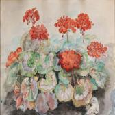AAE Olga Harriet 1877-1965,A bed with flowering red geranium,1924,Bruun Rasmussen DK 2015-11-30
