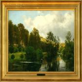 AAGAARD Carl Frederik Peder 1833-1895,afternoon atmosphere at a forest lake. Signed,Bruun Rasmussen 2008-03-24