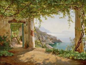 AAGAARD Carl Frederik Peder 1833-1895,From a loggia in Amalfi with a view of t,1894,Bruun Rasmussen 2025-05-08