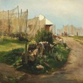 AAGAARD Carl Frederik Peder 1833-1895,Scenery with fishings nets drying in the suns,Bruun Rasmussen 2013-12-16