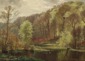 AAGAARD Carl Frederik Peder 1833-1895,View from the edge of a forest,1879,Bruun Rasmussen 2024-04-01