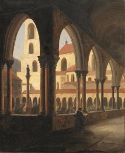 ABBATI Vincenzo 1803-1866,SCORCIO DI CHIESA CON CORTILE,Pandolfini IT 2015-03-10