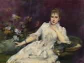 ABBEMA Louise 1858-1927,LA DAME AVEC LES FLEURS,1883,Sotheby's GB 2012-01-27