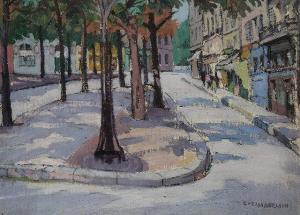 Abelson Evelyn 1886-1967,A street scene with trees in summer,Mallams GB 2016-03-09