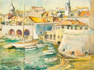 ABLETT Enid 1900,Mediterranean Harbour Scene,1961,5th Avenue Auctioneers ZA 2015-06-21