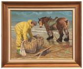 Abraham Lorraine 1941,Belgian shrimp Fishermen with Horse and Baskets,2000,Keys GB 2018-02-09