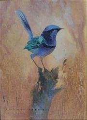 ABRAHAM Peter 1926-2010,Out on a Stump (Blue Wren),Theodore Bruce AU 2016-04-24