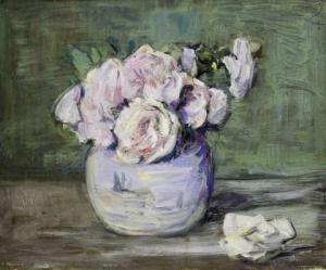 ABRAHAMS Anna Adelaide 1849-1930,Roze bloemen in vaasje,Venduehuis NL 2022-10-11