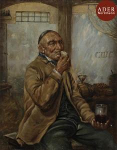 ABRAHAMSON D 1900-1900,Juif au verre de vin,Ader FR 2018-03-21