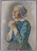 ABRAM Paul 1854-1925,Femme de Plouaré à la prière,1918,Adjug'art FR 2019-07-21