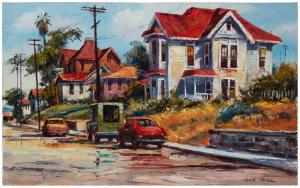 ABRIL Ben 1923-1995,Houses and cars on Bunker Hill,John Moran Auctioneers US 2023-11-14