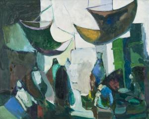 abulrahim sharif 1954,Market scene,1981,Dreweatt-Neate GB 2011-10-13