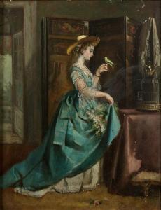 ACCARD Eugene 1824-1888,Jeune fille à la perruche,1872,Daguerre FR 2024-03-22