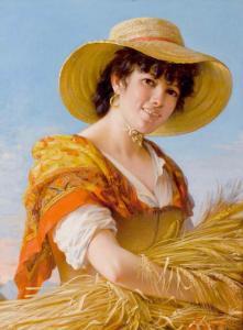 ACCARISI L 1800-1900,Young woman with hat and crops,1889,Galerie Koller CH 2007-03-20