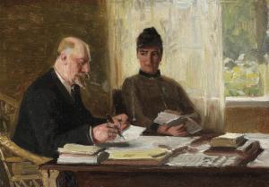 ACHEN Georg Nikolaj 1860-1912,The writer couple Erik and Amalie Skram by the d,1890,Bruun Rasmussen 2023-09-18
