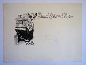ACHENBACH Anna Thomson,Signed Pen and Ink Cartoon Sketch "The Mantel Piec,Windibank 2008-10-25