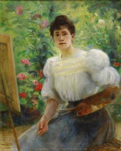 ACHENBACH Gabrielle 1800-1900,Femme peintre au jardin,Rossini FR 2011-04-19