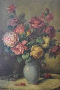 ACHIEL LOMBAERT 1911-1990,roses in a blue vase,Lawrences of Bletchingley GB 2016-04-26