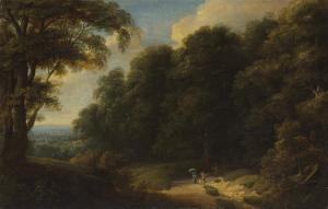 Achtschellinck Lucas 1626-1699,The Sonian Forest with travellers on a path,Christie's GB 2021-12-08