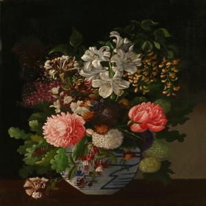 ACKERBERG A 1800-1800,Colourful flowers in a Chinese bojan,1879,Bruun Rasmussen DK 2011-04-25