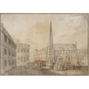 ACKERMANN Johann Adam 1780-1853,Vue animée de la place Royale à Arles (aujourd\’hu,Tajan 2019-11-14