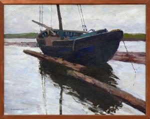 ACKERMANN Otto 1872-1953,Fischerboot im Hafen,Geble DE 2021-04-24