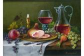 ADALBERT B,Stilleben mit Schinken, Obst und Wein,Georg Rehm DE 2015-10-15