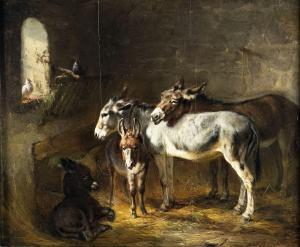 ADAM Benno Raffael 1812-1892,Esel im Stall,1866,Peter Karbstein DE 2023-06-24