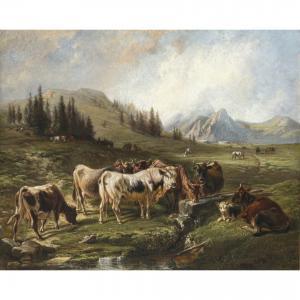 ADAM Benno Raffael 1812-1892,Rinder in Gebirgslandschaft,1849,Neumeister DE 2023-12-06
