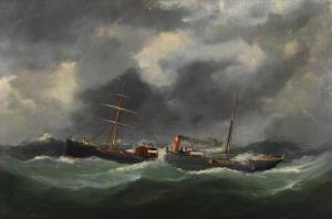 ADAM Edouard 1847-1929,The cargo ship Knight Errant in a stormy sea,Bonhams GB 2024-04-24