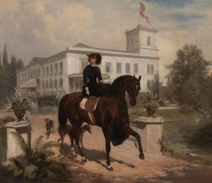 ADAM Franz 1815-1886,Elegant Rider Beside a Manor House,Skinner US 2022-11-16