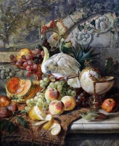 ADAM J.D,Still life of fruit on a ledge with a cockatoo,1849,Gorringes GB 2013-05-15