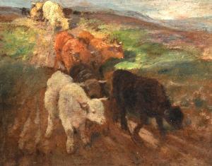 ADAM Jnr. Joseph Denovan 1870-1935,Cattle on a Track,John Nicholson GB 2020-06-12