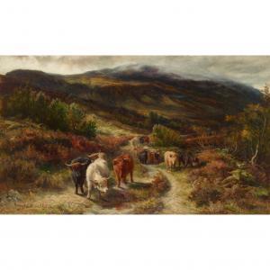 ADAM Joseph Denovan 1842-1896,HIGHLAND CATTLE ON THE DROVE ROAD,1876,Lyon & Turnbull GB 2023-06-08