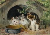 ADAM Julius I 1826-1874,Three Kittens with a Bowl of Milk,Cheffins GB 2009-09-23