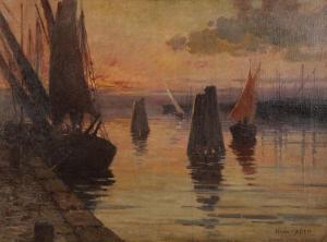 ADAM LAURENS Nanny, Suzanne 1861-1915,Port breton au crépuscule,Ader FR 2018-04-04