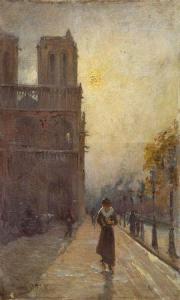 ADAM LAURENS Nanny, Suzanne 1861-1915,Promenade près de Notre-Dame de Paris,Neret-Minet 2021-11-09